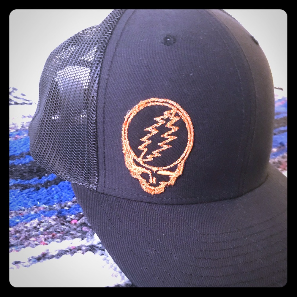 Hand sewn Stealie, Grateful Dead trucker hat.
